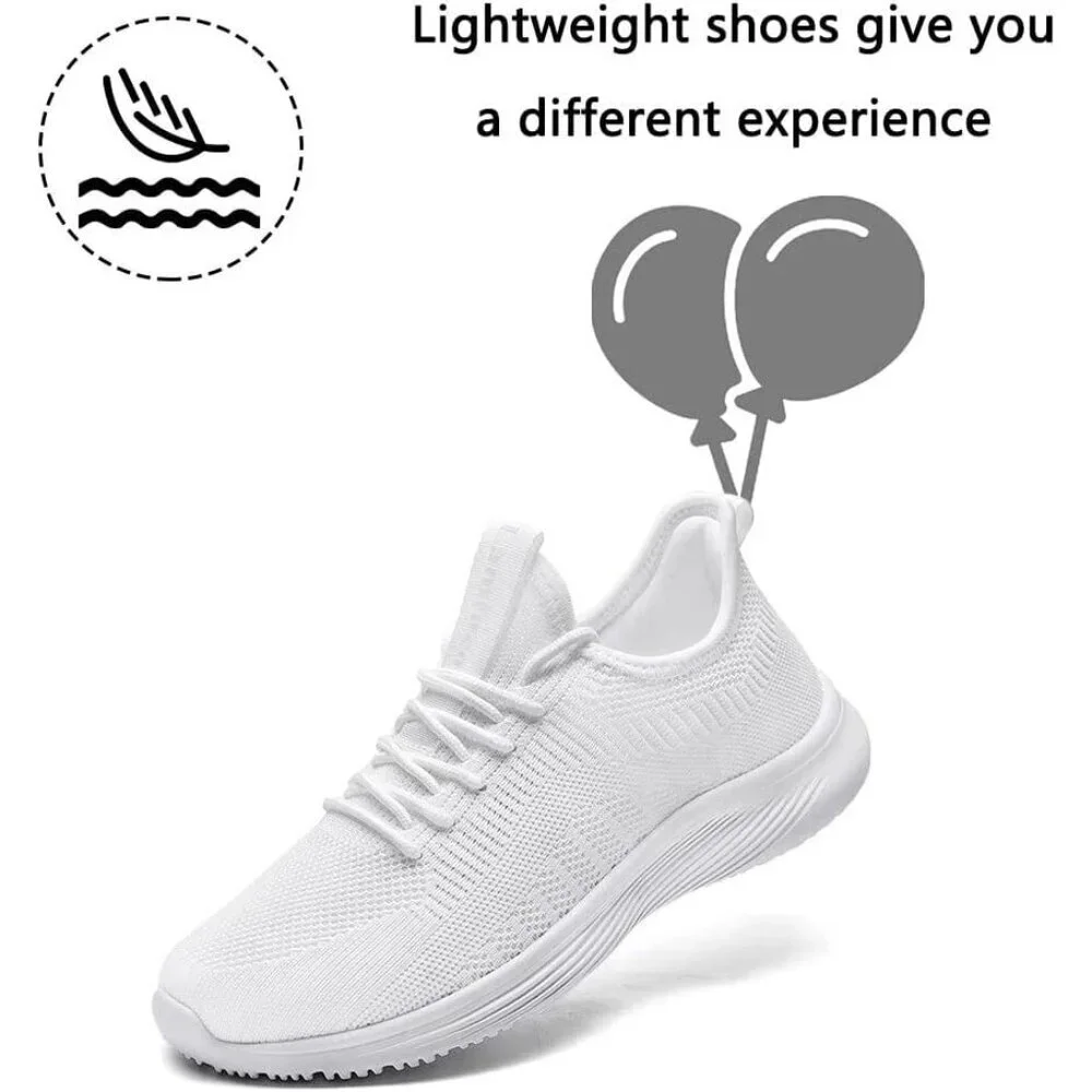 Women's White Non Slip Casual Running Lightweight Mesh Fashion Sneakers